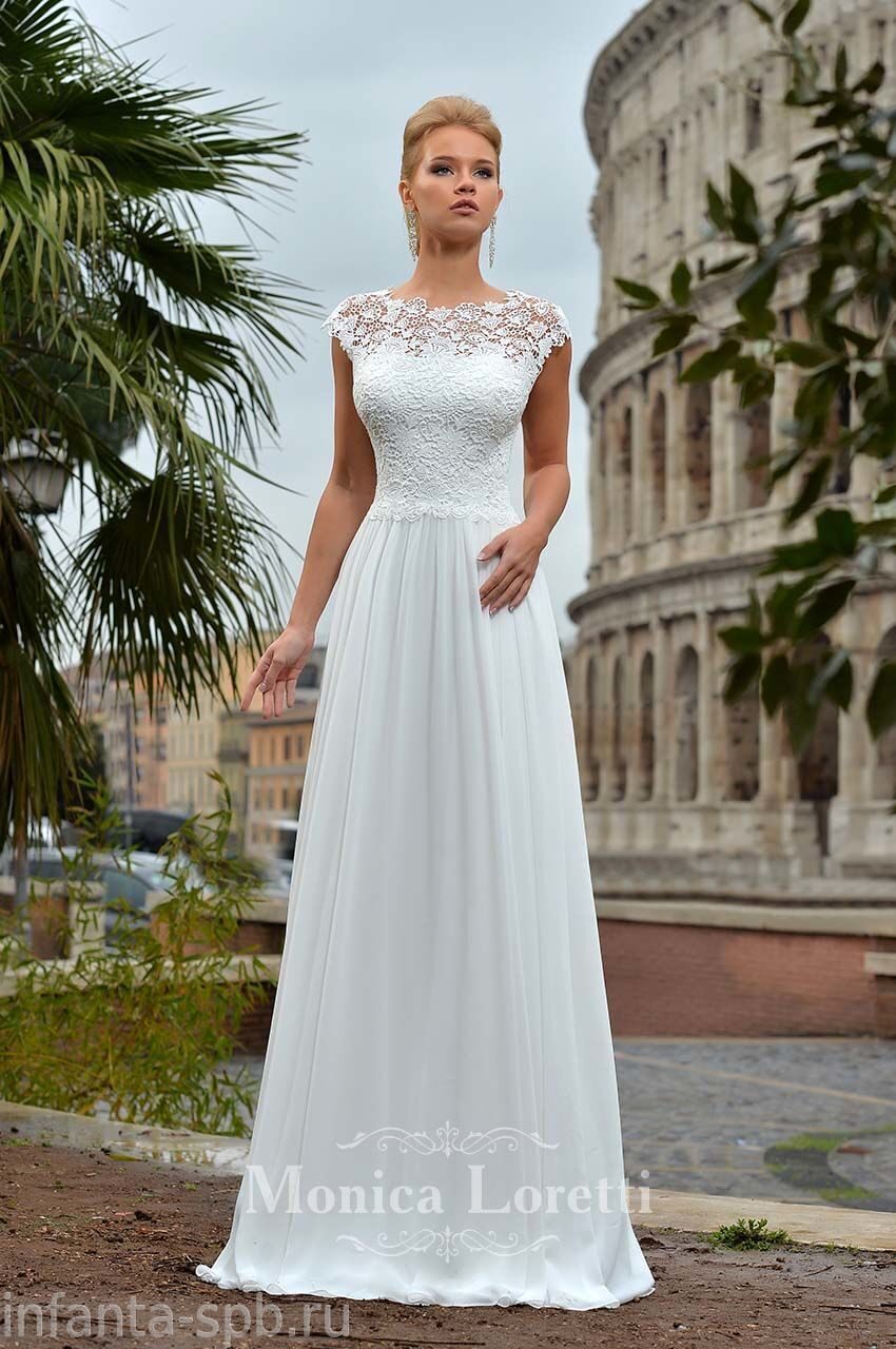 Свадебное платье с кружевным лифом-маечкой